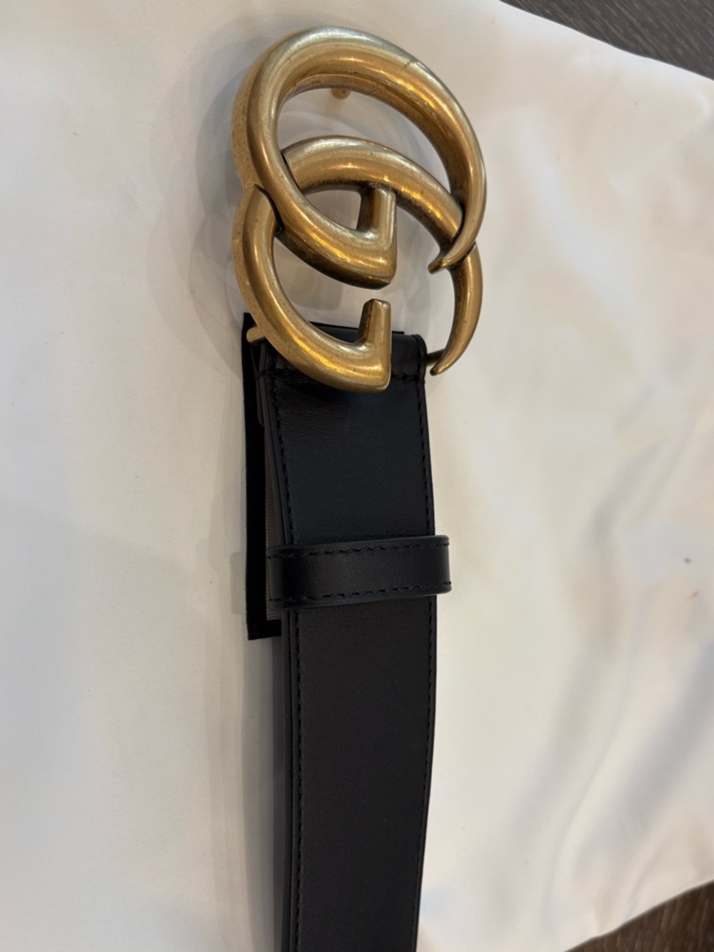 Gucci Wide Black Leather Belt with Gold Double G Logo Buckle - Picture 3 of 12